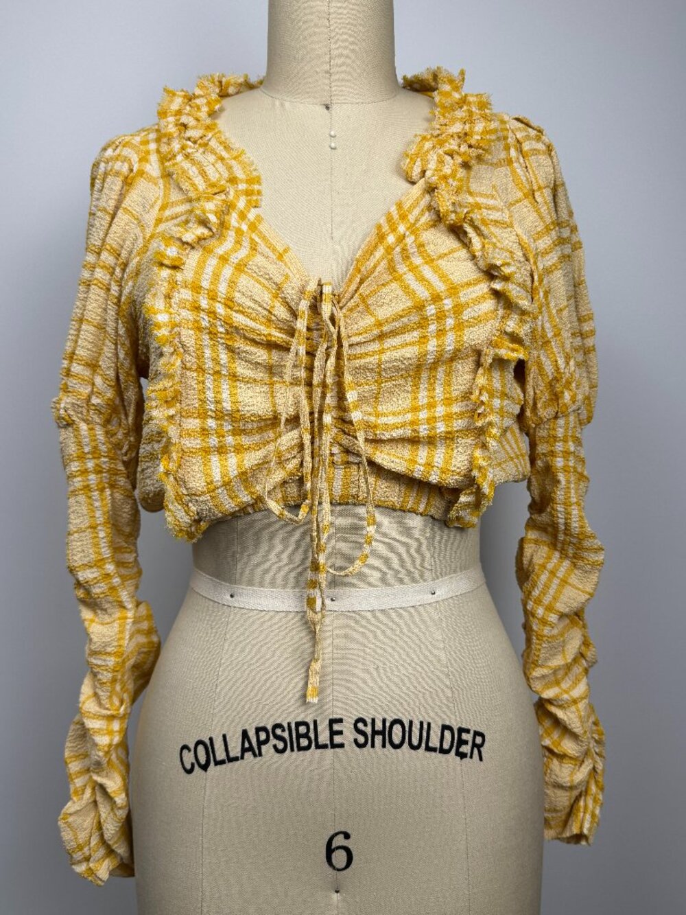 *NWT* J.ING - Yellow Plaid Cropped Blouse